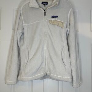 Patagonia Off-White Zip Up Jacket | Bone Neutral Full Zip Fleece Size L